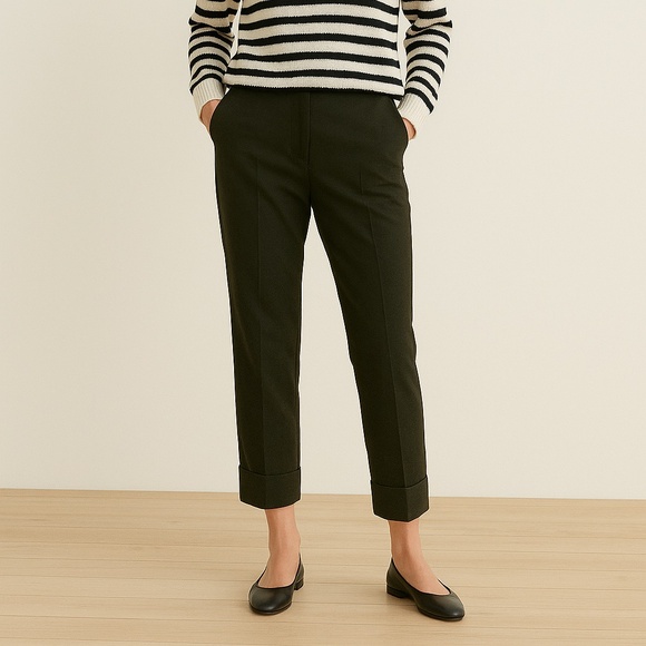 Sofie D’Hoore Wool Dressy Cuffed Olive Green Trouser Pants Women's Size FR 38 - Picture 1 of 15